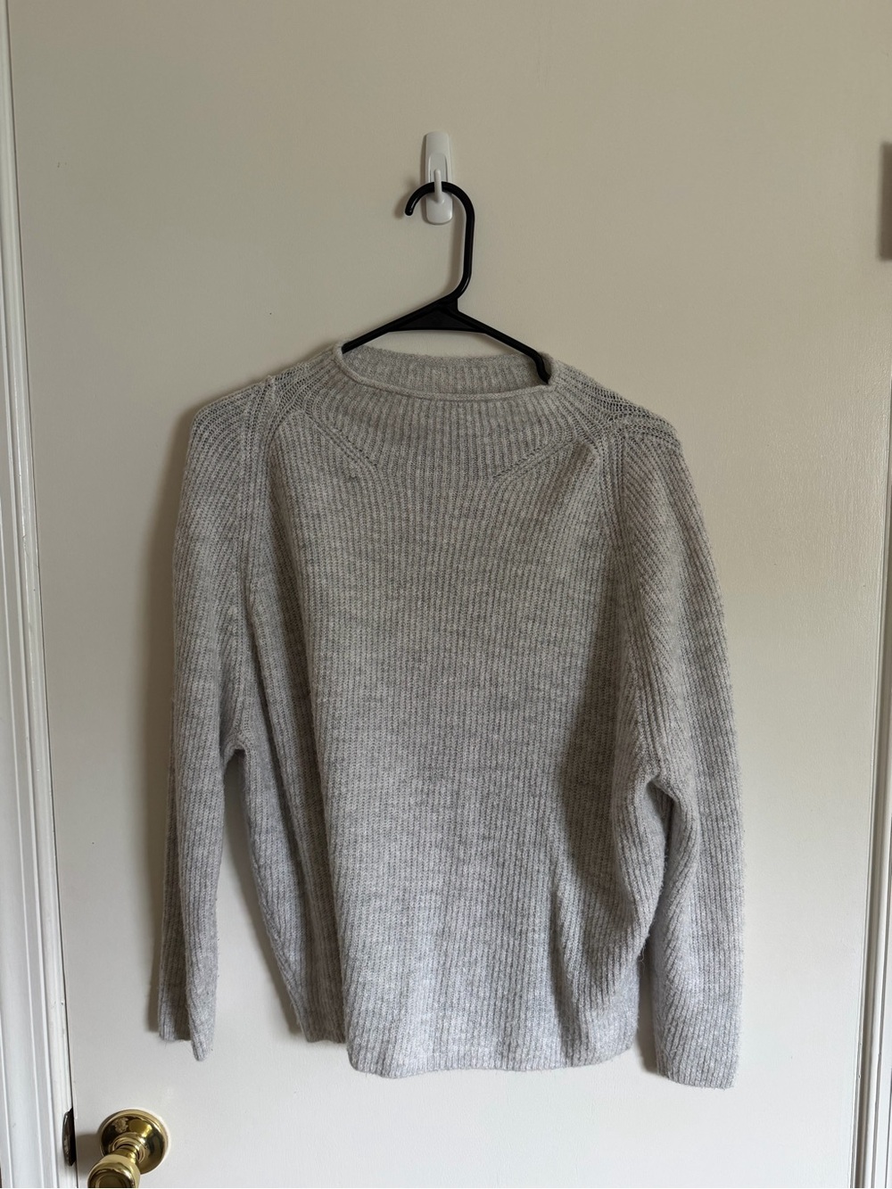 The Limited Light Gray Ribbed Crewneck Sweater